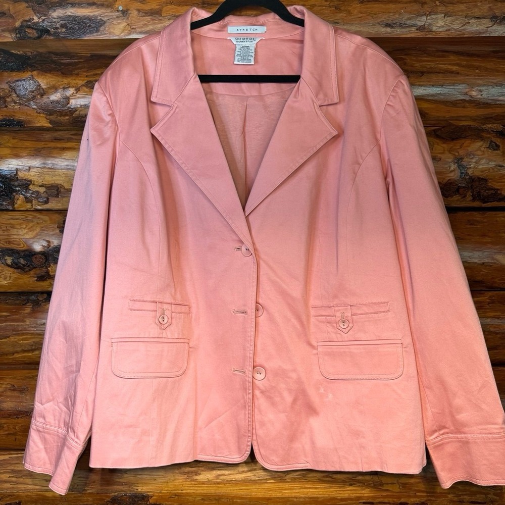 George Stretch Women's Plus Pink Blazer Jacket Size 26W/28W